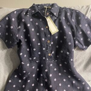 LAURA GOTTI LINEN TONAL DOT DRESS